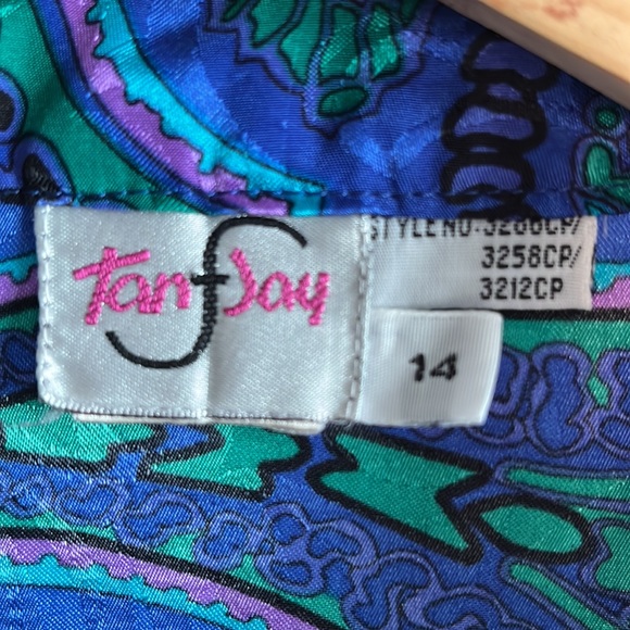 Vintage royal blue, purple and green patterned blazer - Picture 4 of 5